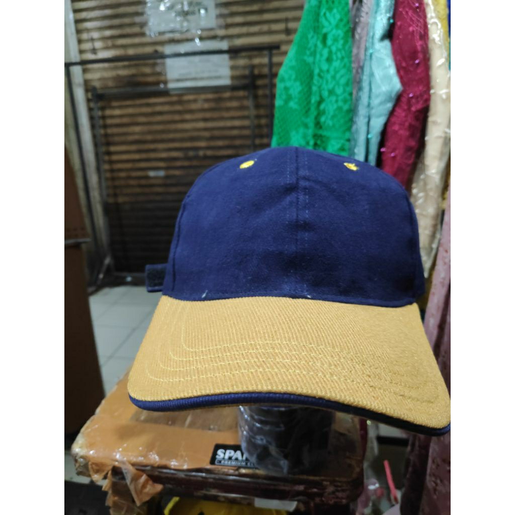 Jual JUAL TOPI POLOS PREMIUM RAPEL WARNA DONGKER KOMBINASI PET KUNING ...