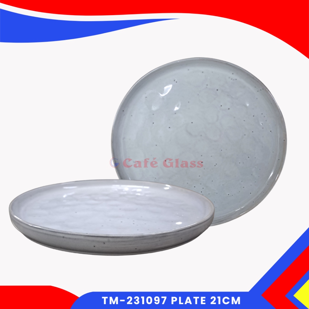 Piring Snack Keramik - Piring Ceper Motif Mozaik - Piring Keramik Aesthetic 21 Cm Tm-231097