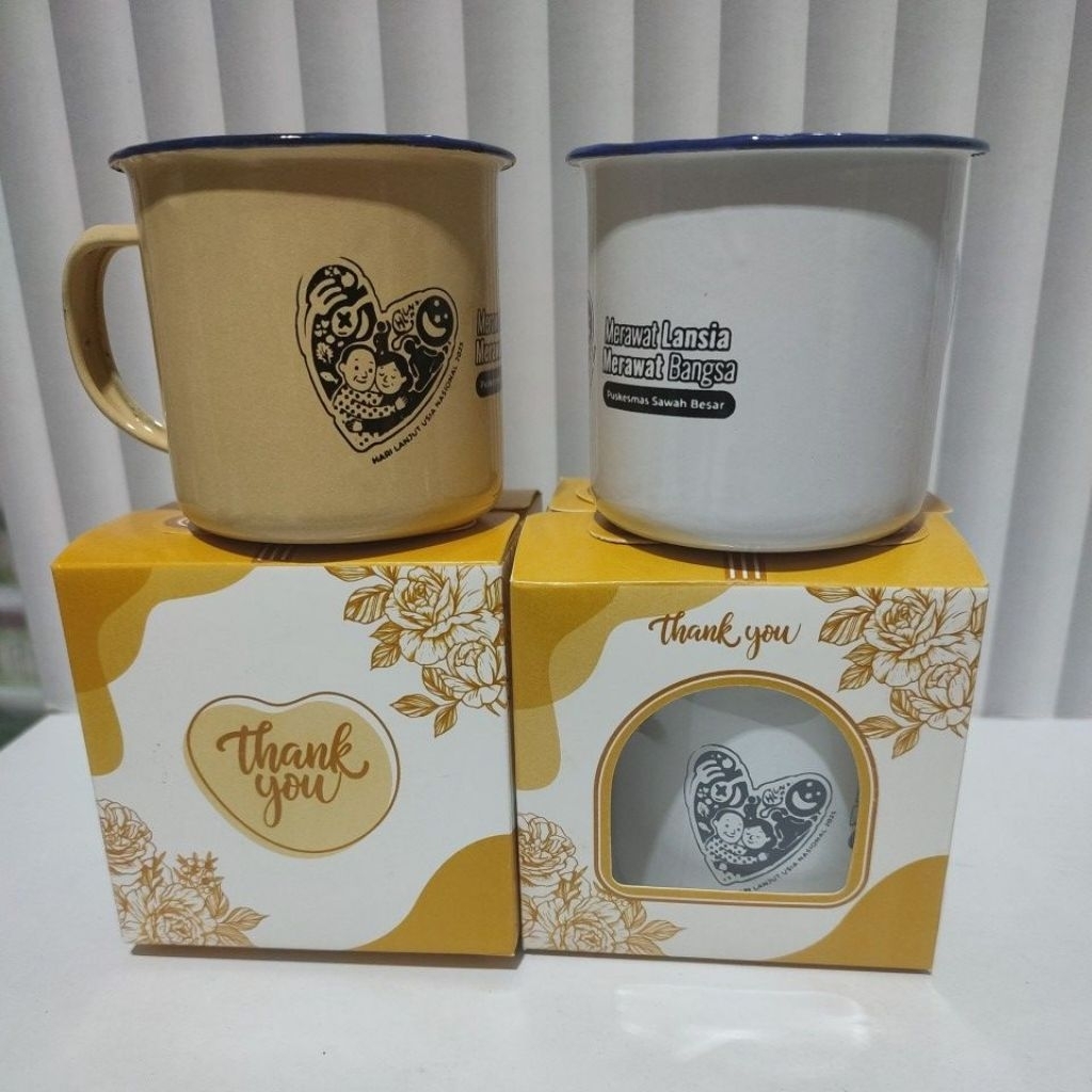 Jual GELAS CANGKIR ENAMEL KALENG CUSTOM NAMA KEMAS BOX IVORY | Shopee ...