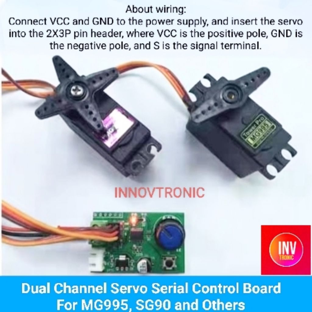Jual Dual Channel Servo Motor Serial Controller Module For MG995, SG90 ...