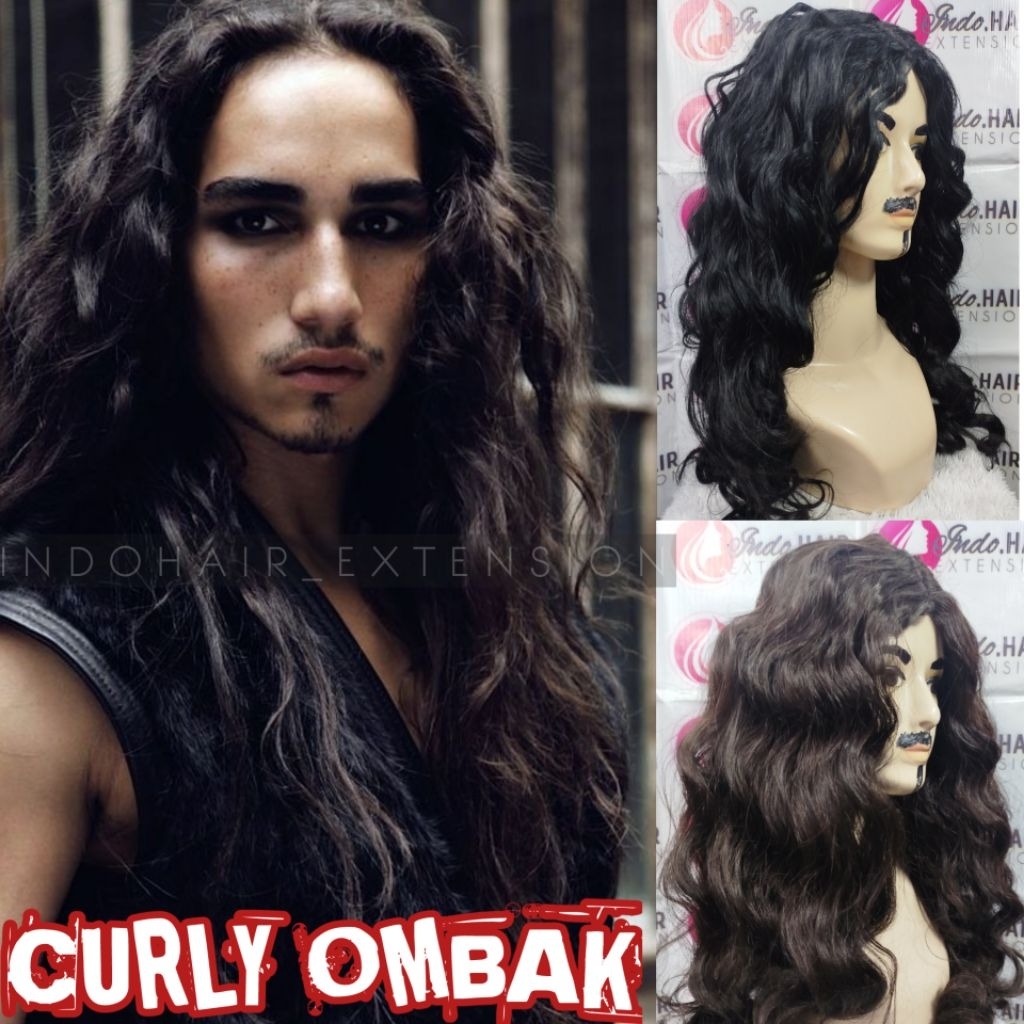 Jual WIG PRIA RAMBUT PANJANG 55 CURLY OMBAK BELAH TENGAH PATEN WARNA ...