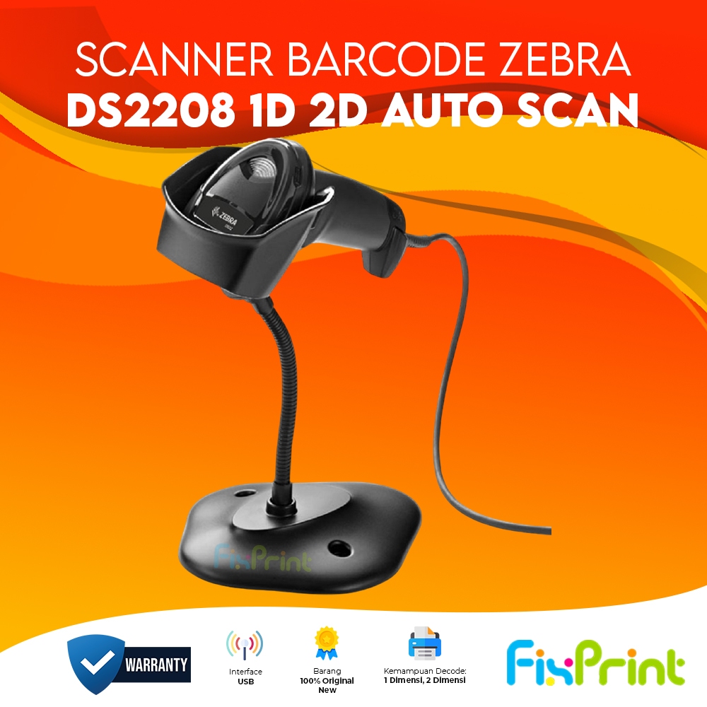 Jual Scanner Barcode Zebra DS2208 LS2208 1D 2D Auto Scan Wired USB with ...