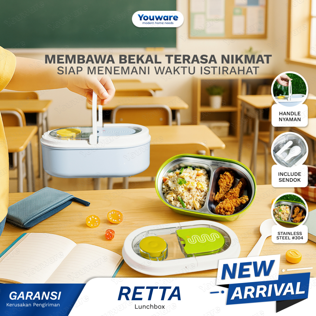 Jual Youware - Retta Stainless Steel Lunch Box / Kotak Bekal / 1000 mL ...
