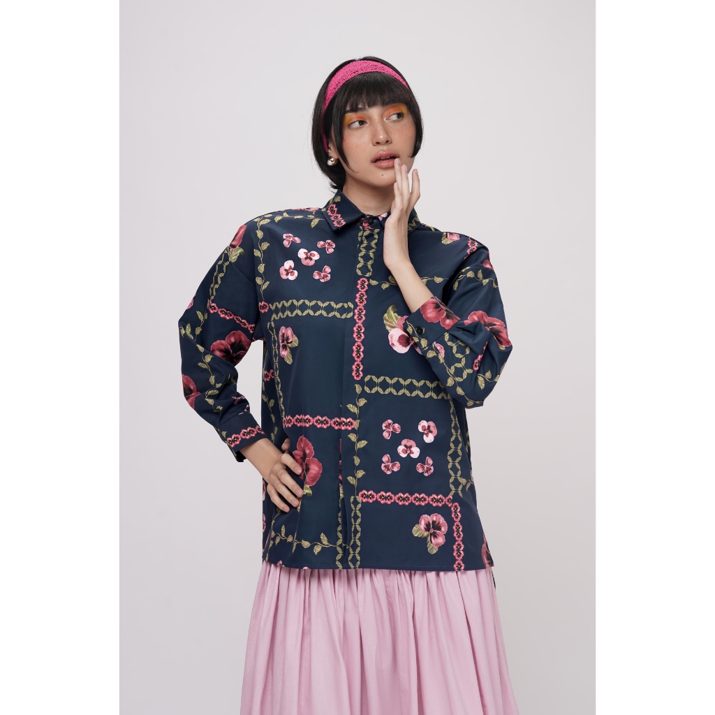 Jual Calla The Label - Grannies Oversized Shirt - Ocean | Shopee Indonesia