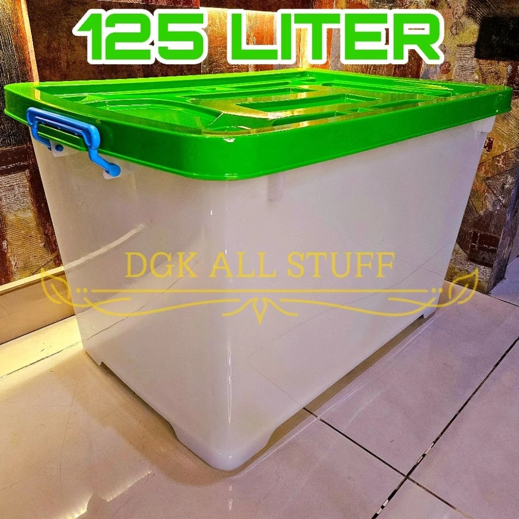 Kontainer Container Box Kotak Tempat Penyimpanan Pindahan Baju Pakaian Serbaguna 125 Liter 125L 125 L Plastik Jumbo Besar Tebal Kuat Kokoh Antipecah Anti Pecah Dengan Roda Beroda Transparan Bening Warna Putih Premium Estetik Aesthetic Minimalis Murah