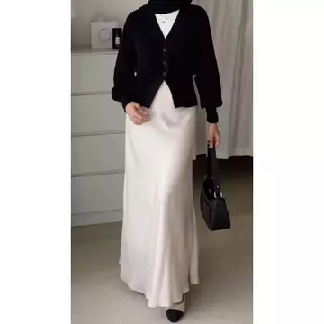 Rok Satin Silk Premium A Line Satin Skirt Maxi Skirt High Quality
