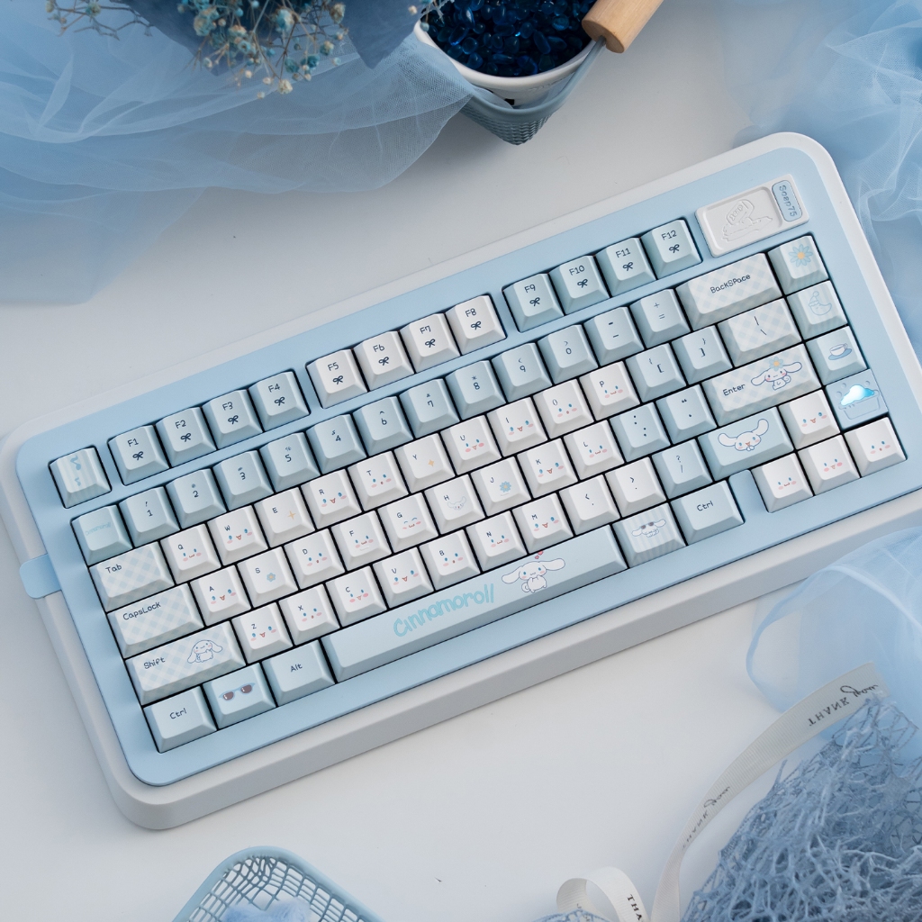 Jual URE Cinnamoroll keycaps Biru PBT Cherry Profile Kartun Lucu Keycap ...