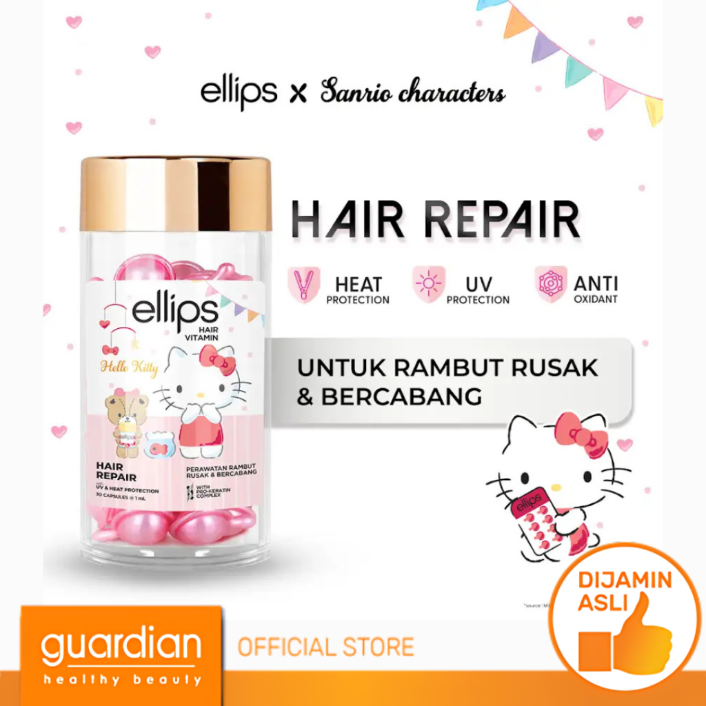 Jual Ellips Hair Vitamin - Hair Repair Hello Kitty Jar 30 Capsules ...