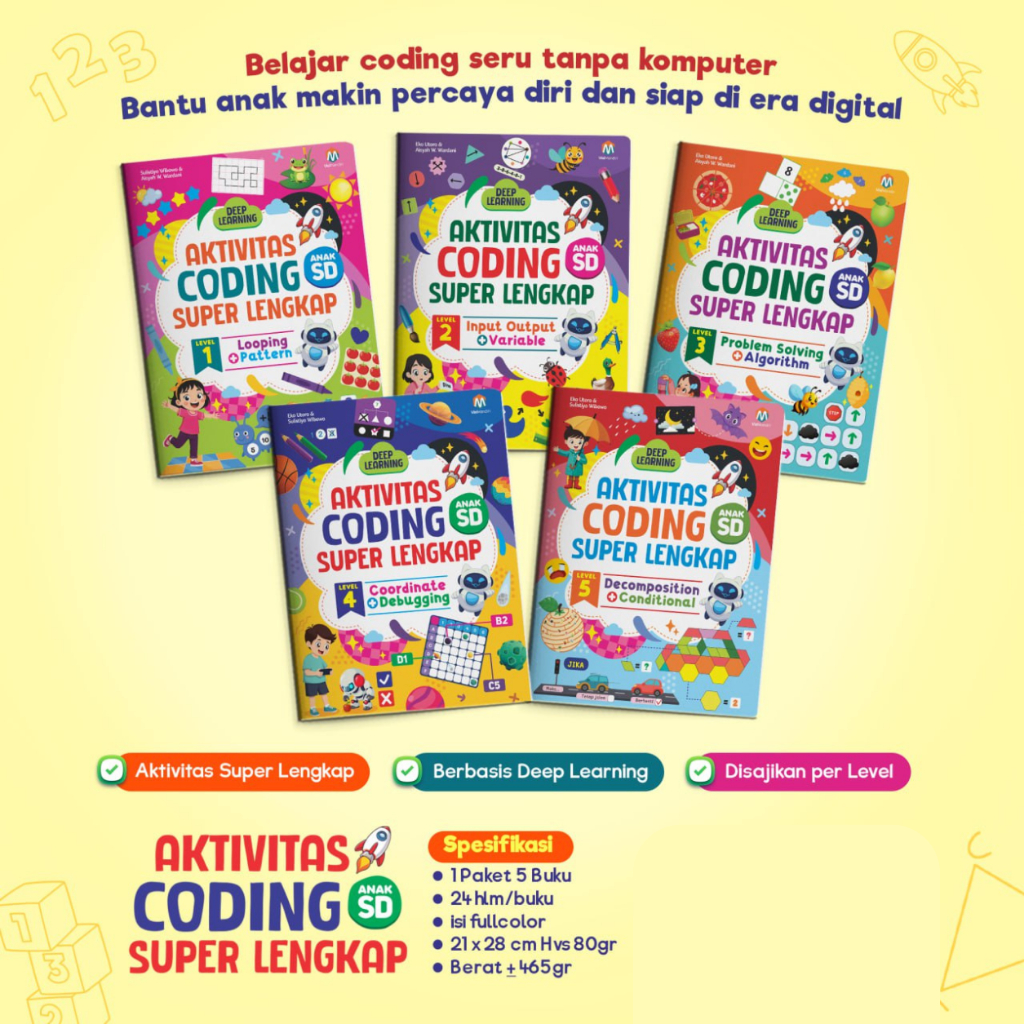 Jual Buku Coding Anak SD Super Lengkap 5 Level Aktivitas Edukasi Logika ...