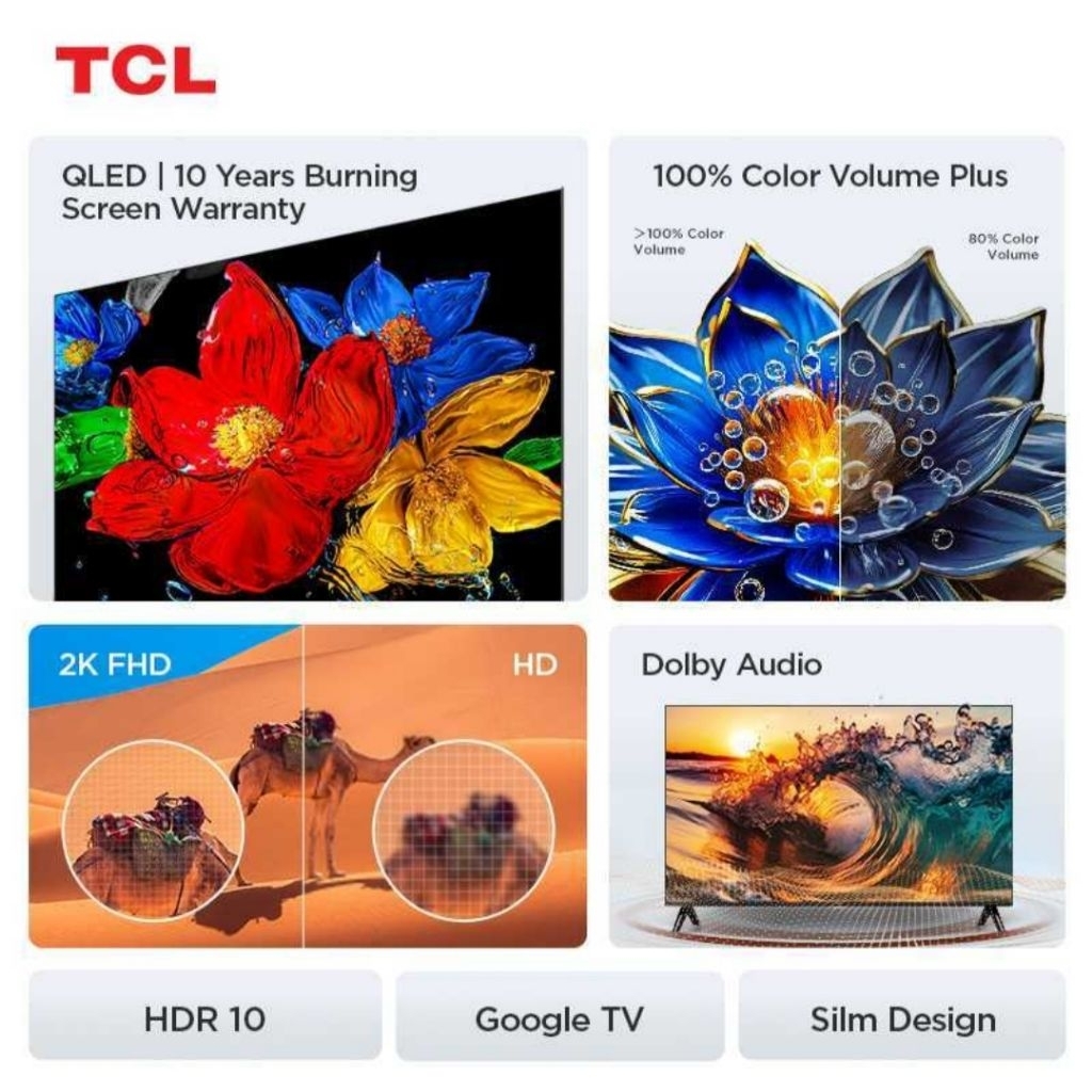 Jual TCL Smart Google TV 40 Inch 40V5C V5C 2K FHD Quantum Dot LED QLED ...