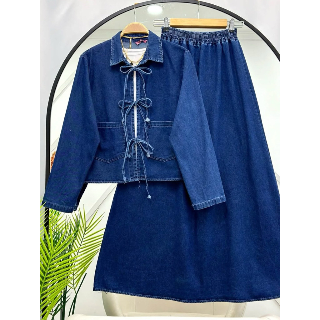 Jual Setelan Rok Jeans. Fashion MUSLIM. setelan, Baju stelan, fashion ...