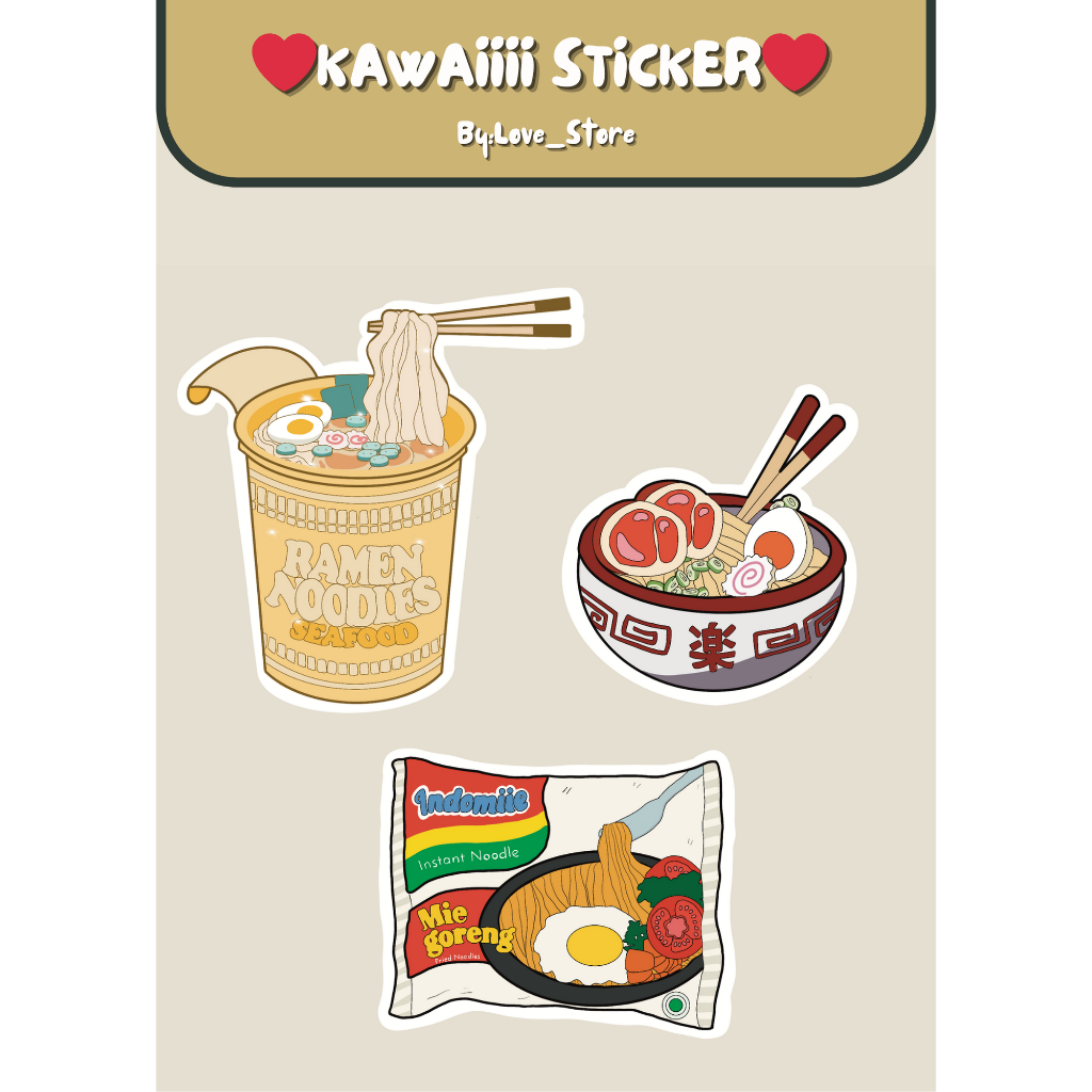 Jual Kawaiii Sticker Noodle Theme -Printable Sticker Template (Siap ...