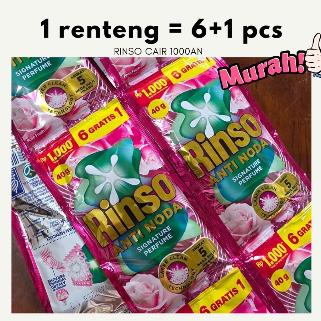 Jual (1RENTENG=6+1PCS) RINSO CAIR SACHET 1000AN | Shopee Indonesia