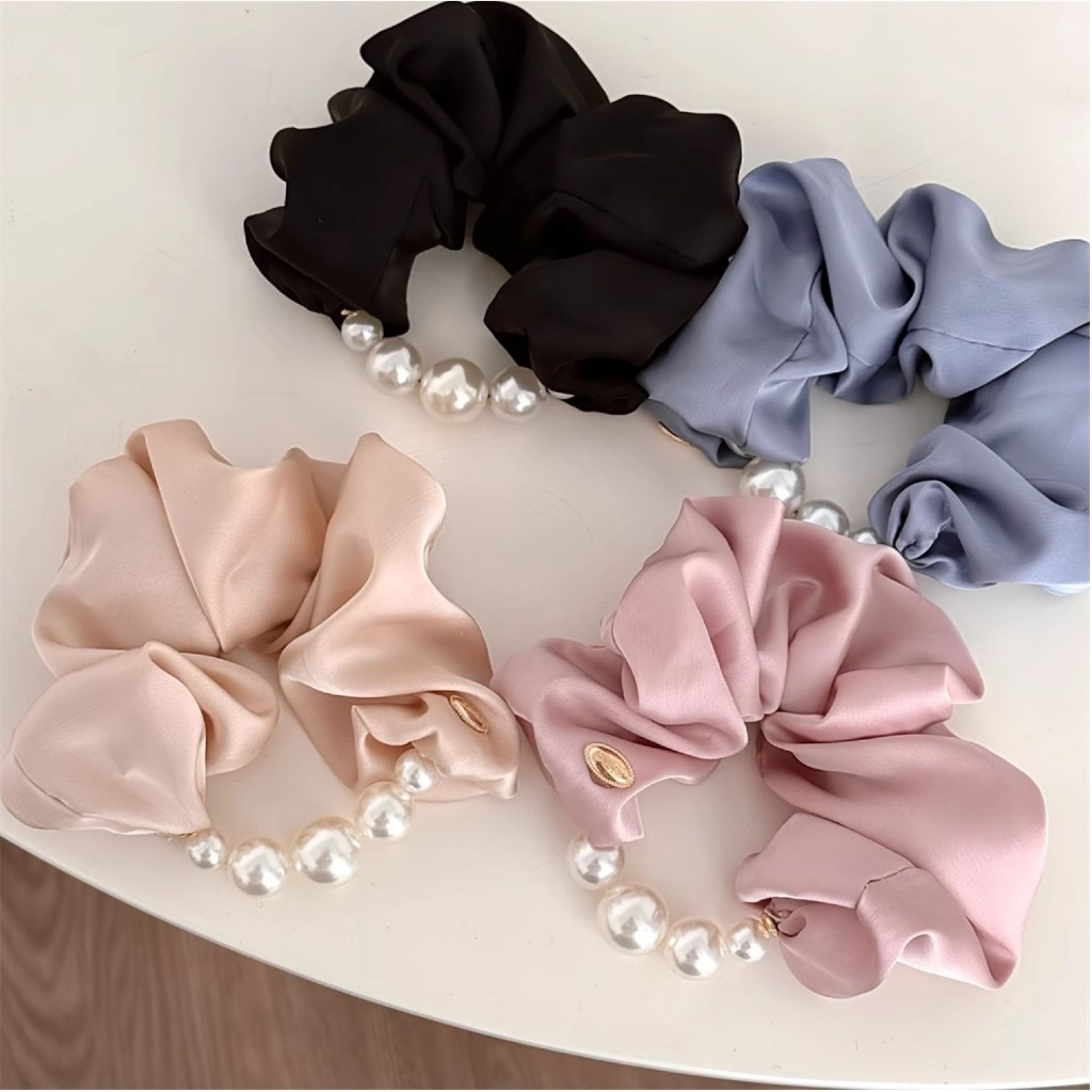 Jual Ikat Rambut Wanita Satin Mutiara Woman Hairtie Hairband Pearl ...