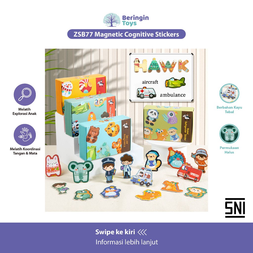 Jual Beringin Toys - Early Education Magnetic Cognitive Stickers Animal ...