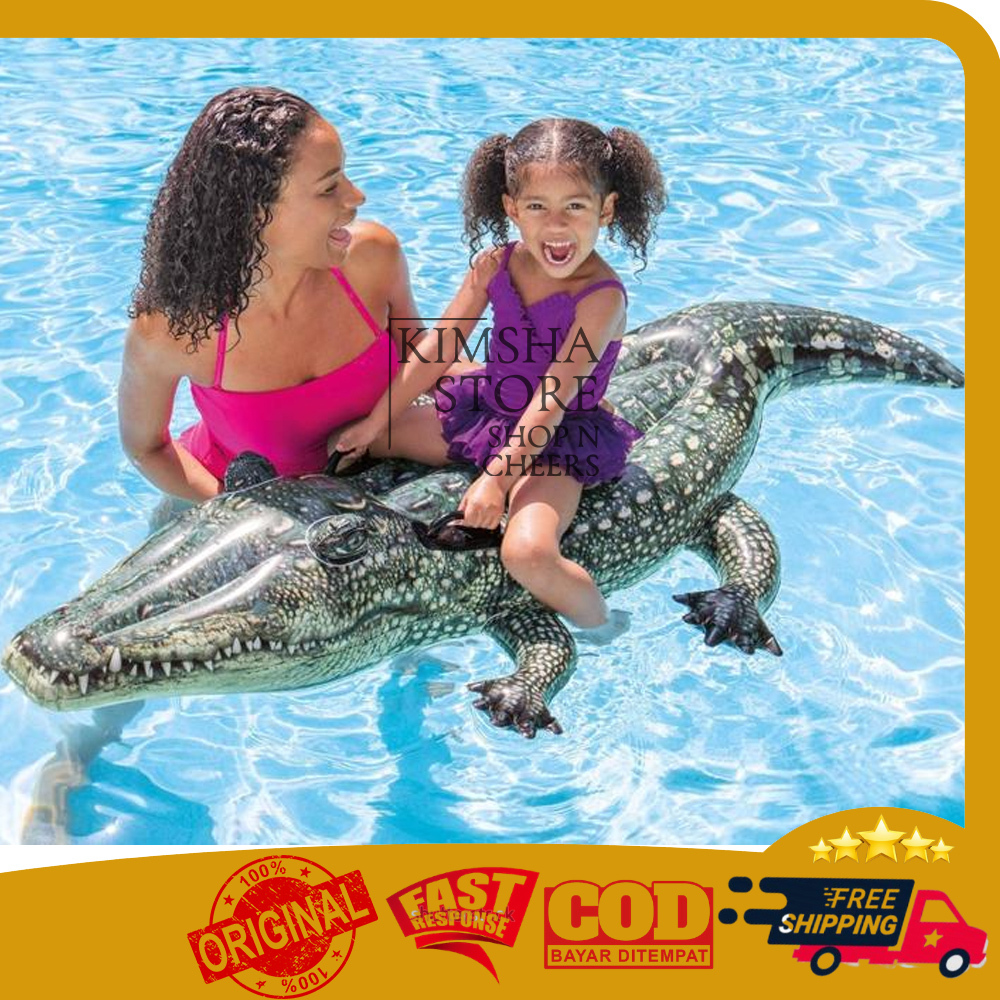 Jual Intex Realistic Lil Gator Ride-On 1.70m Aligator Swim Inflatable ...