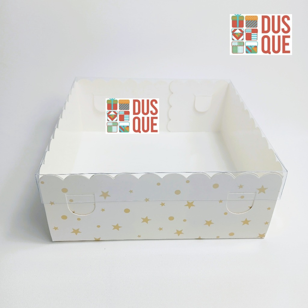 Jual Dus Kotak Kue Ivory Laminasi Motif Polkadot Emas 22x22x10cm ...