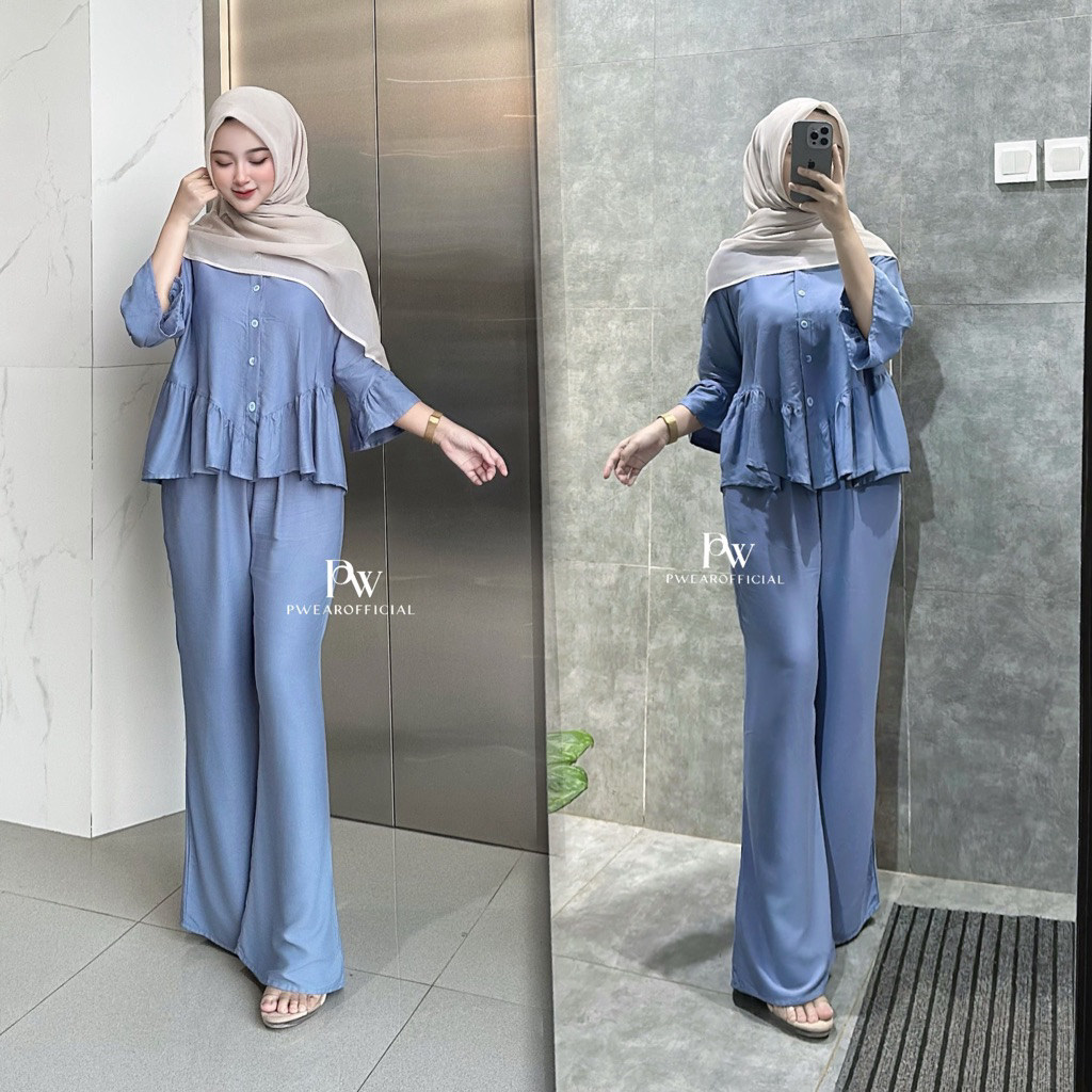 Jual Oneset Rayon Twill Polos Rampel Luna Set Celana Kulot Semi Cutbray ...