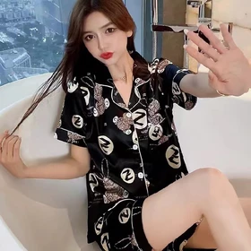 TUTA PIYAMA 009 Baju Tidur Wanita Dewasa Model Kemeja Bahan Satin High Quality Sleepwear