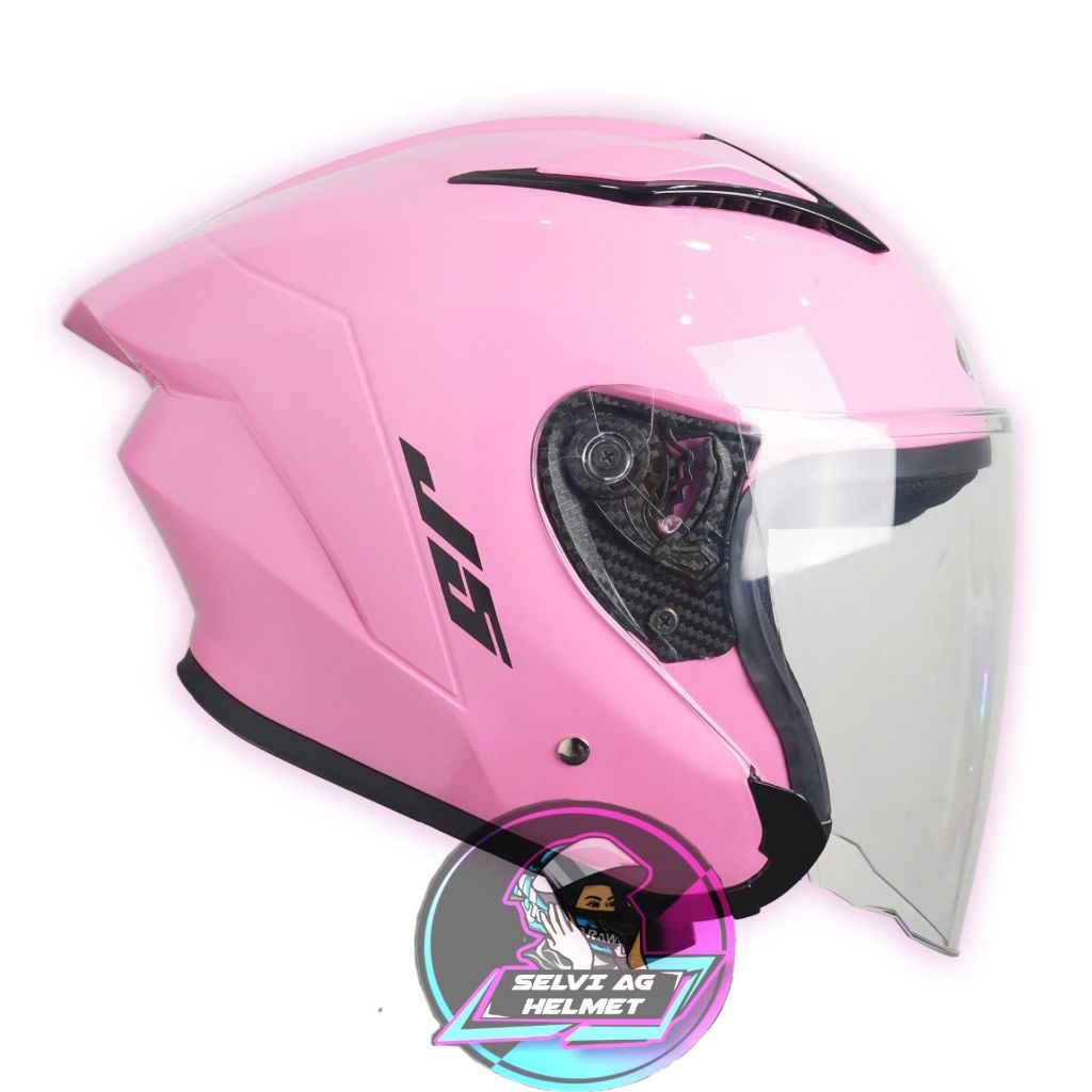 Jual HELM HALF FACE MLA J5 PINK SNI KACA CLEAR TERBARU HELM HALF FACE ...