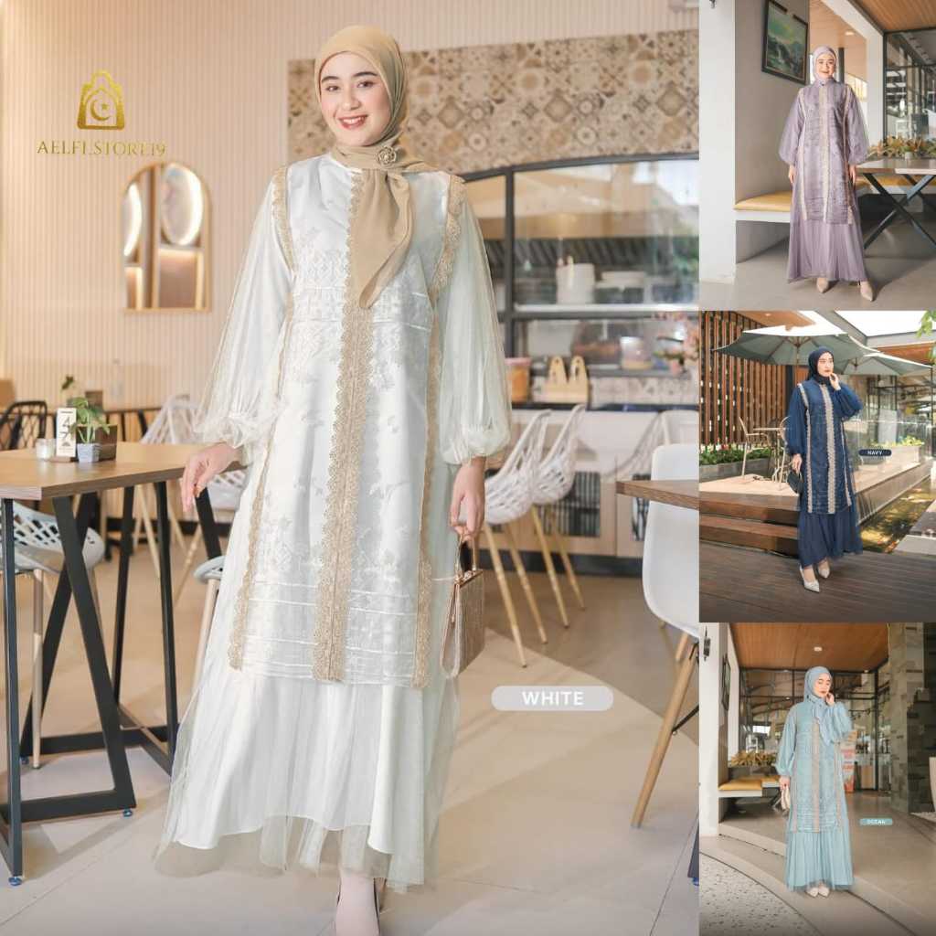 Jual Adeena Dress AS19 Gamis Ceruty Baby Doll Full Furing Mix Brukat ...