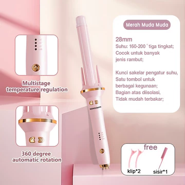 MANGOMAN Hair Curly Styler 28mm Catokan Curly Otomatis Ion Negatif Ceramics Curly Catokan