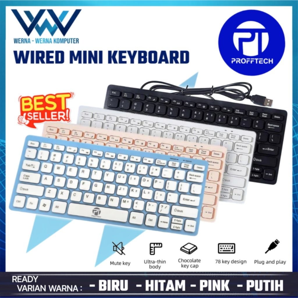 Jual Mini Keyboard Kabel USB Wired Minimalis 78key untuk laptop ...