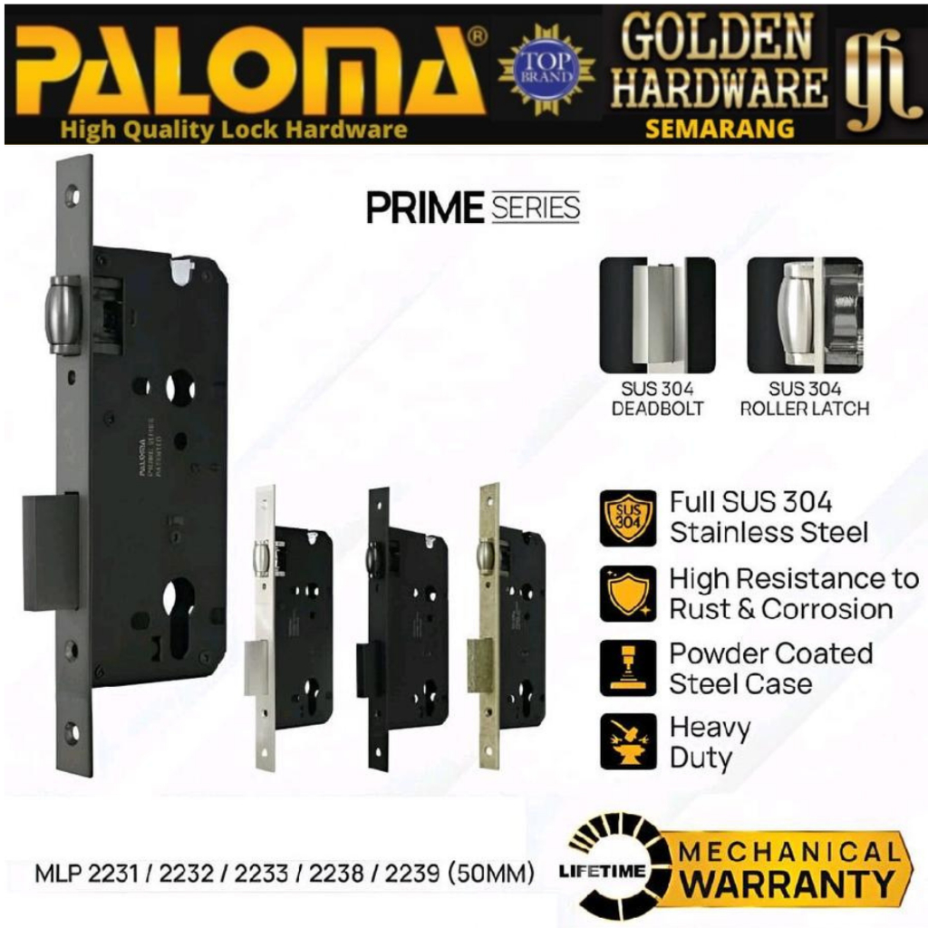 Jual PALOMA Mortise Lock Badan Body Kunci Pintu Rumah Lockcase Roller ...