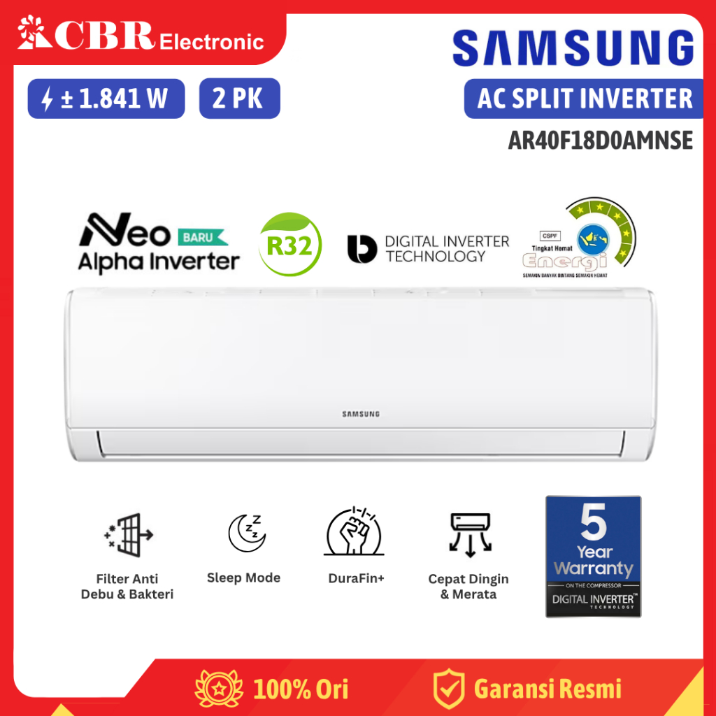 Jual AC SAMSUNG ALPHA INVERTER 2 PK AR40F18D0AMNSE - (R32) | Shopee ...
