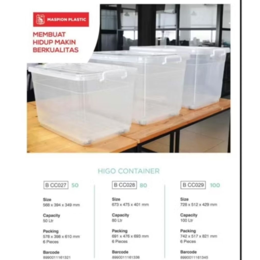 Jual Container box Maspion bening 50 L,80 L,100 L/Container box bening ...