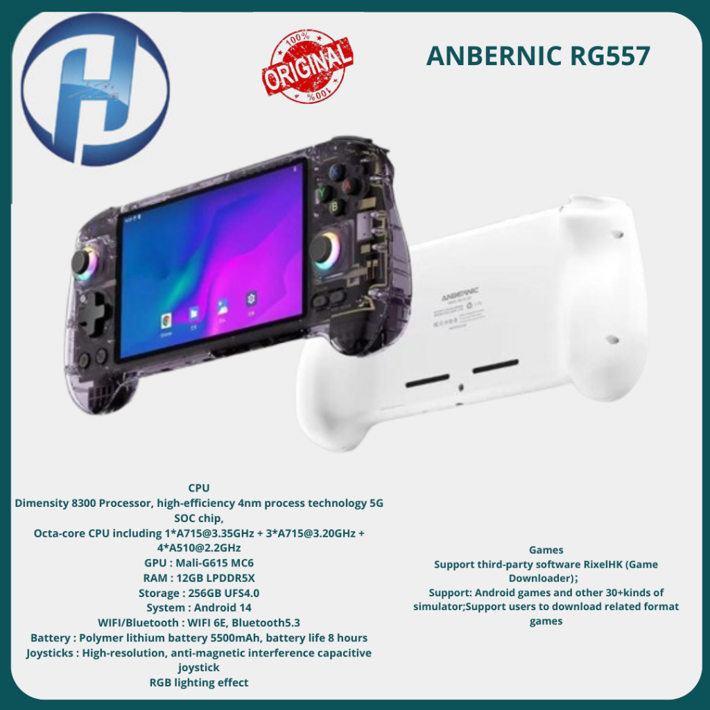Jual ANBERNIC RG557 Handheld Retro Video Game Console Android OS 12GB ...