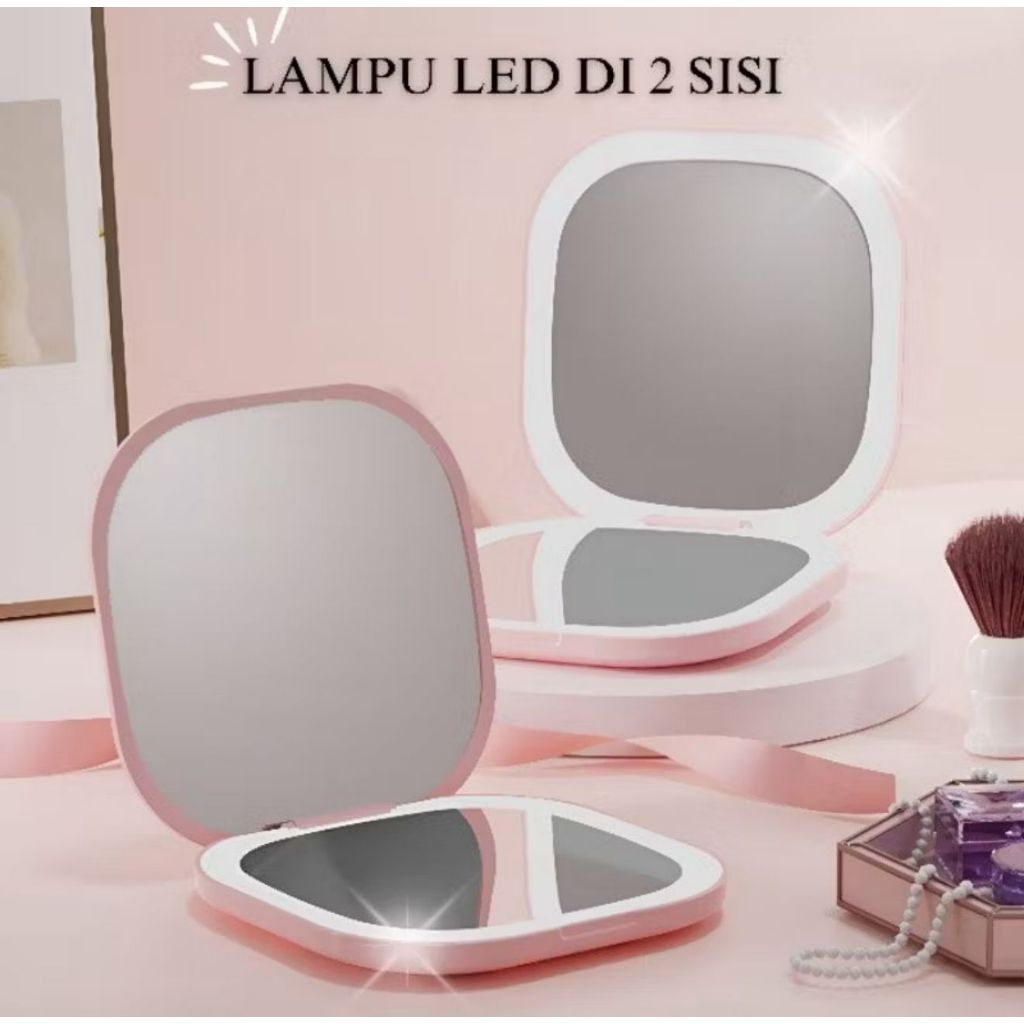 Jual Cermin Lipat Dengan Lampu LED + Kaca Pembesar Mirror Make Up ...