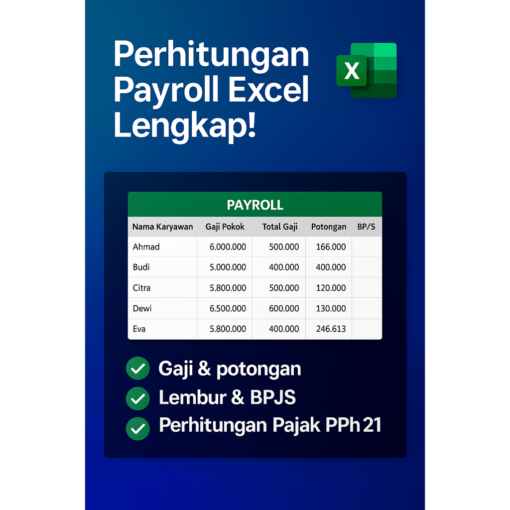 Jual Perhitungan Payroll Lengkap Ms. Excel Premium | Shopee Indonesia