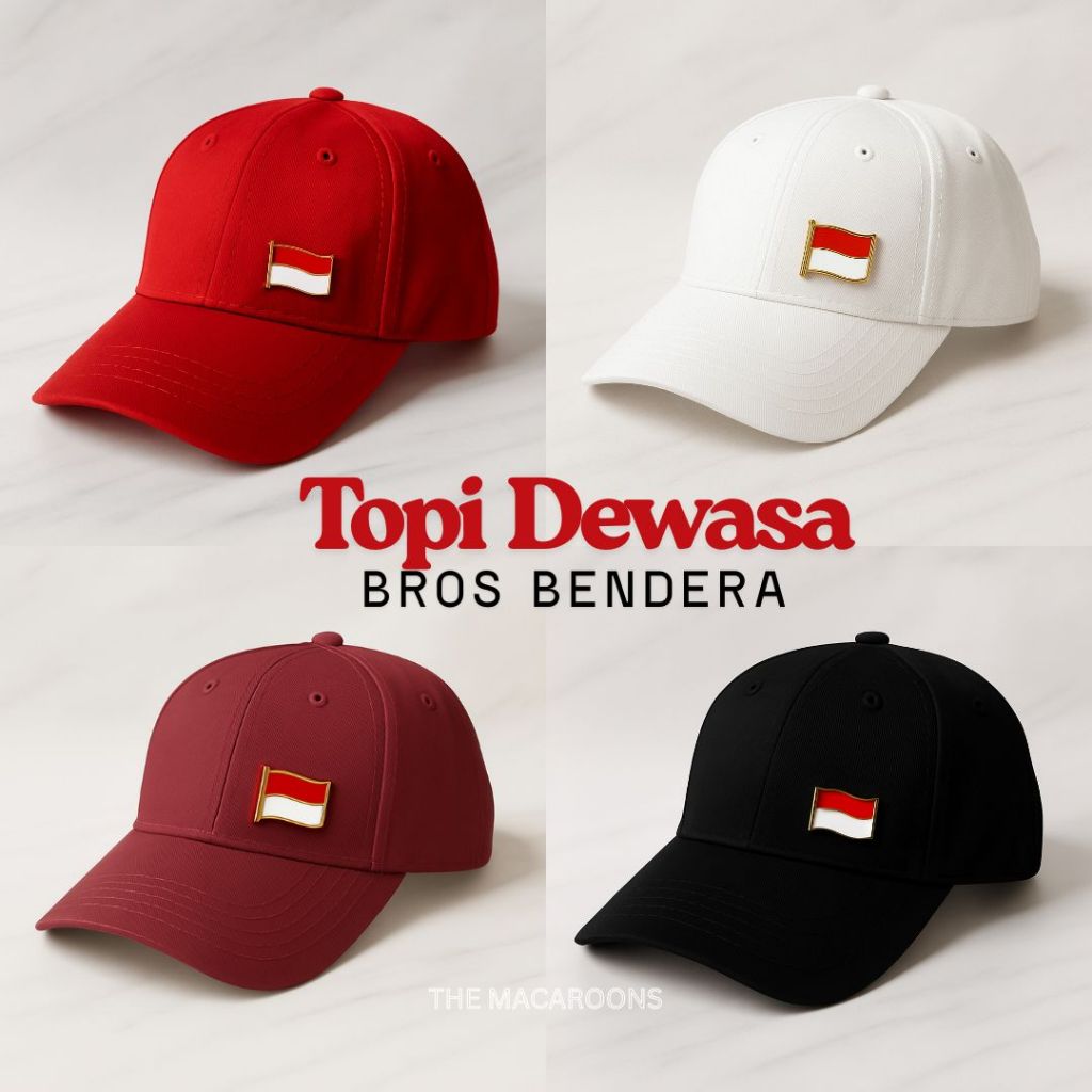 Grosir Topi Bendera DEWASA + Bros Pin Bendera Merah Putih Acara 17 Agustus Kemerdekaan
