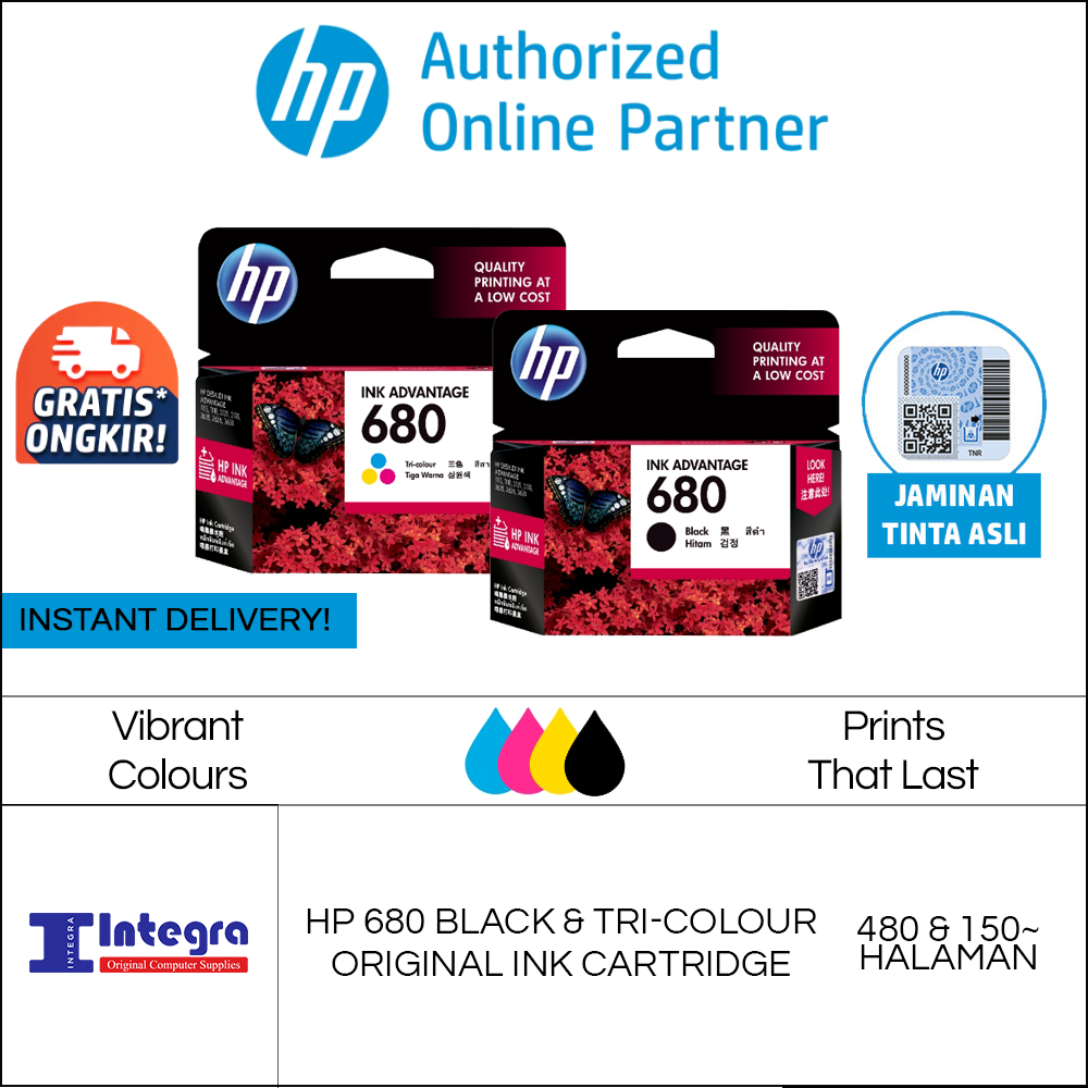 Jual Tinta HP 680 (Hitam & Warna) 1 Set Original Ink Cartridge Tinta ...