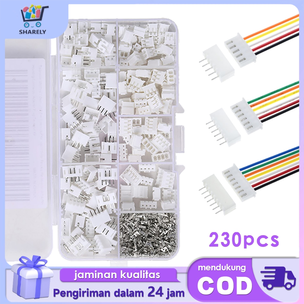 Jual 230pcs Soket Terminal Kabel JST XH 2.54mm 2 3 4 5 Pin Socket ...