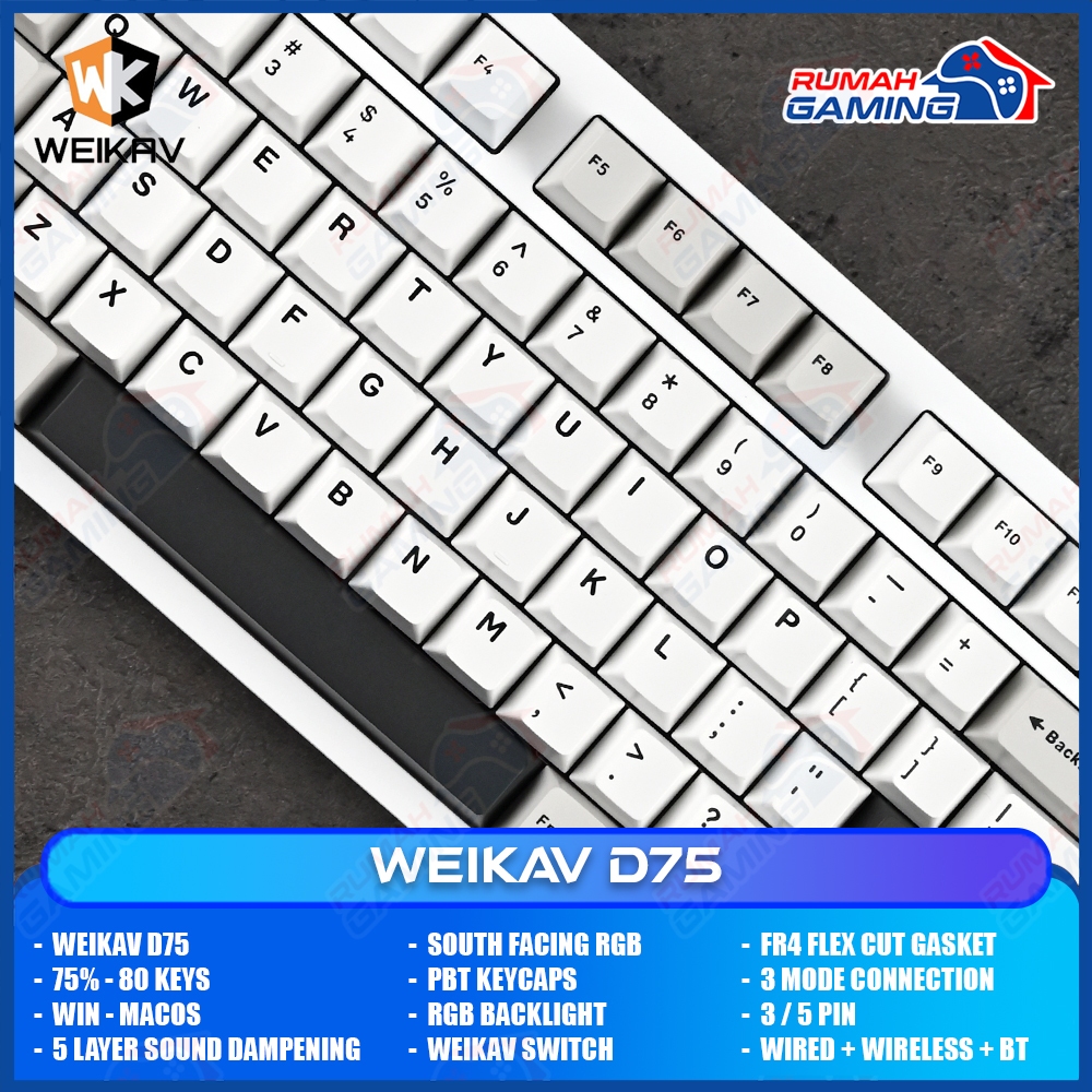 Jual WEIKAV D75 - 75% - White - Aluminum - Gasket - South Face - Ball ...