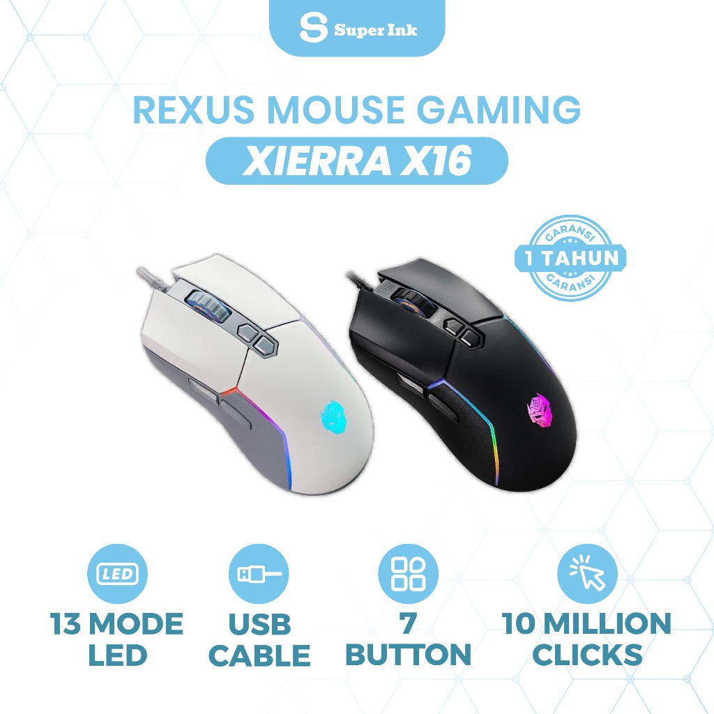 Jual Rexus Xierra X-16 Mouse Gaming RGB 7200 DPI – Performa Hebat ...