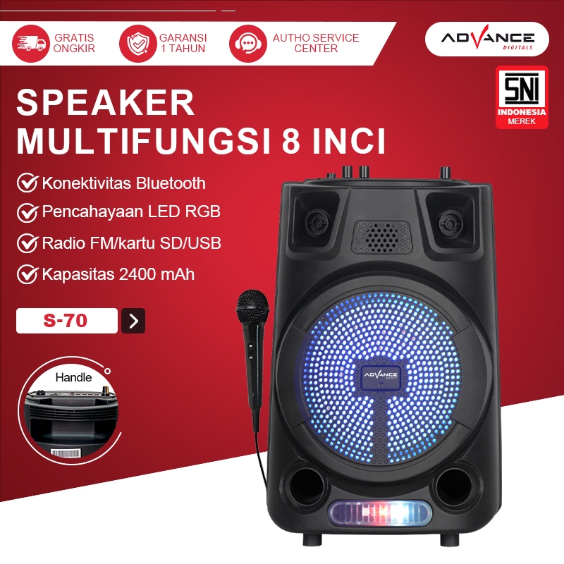 Jual Advance speaker bluetooth S-70 salon aktif bluetooth full bass ...