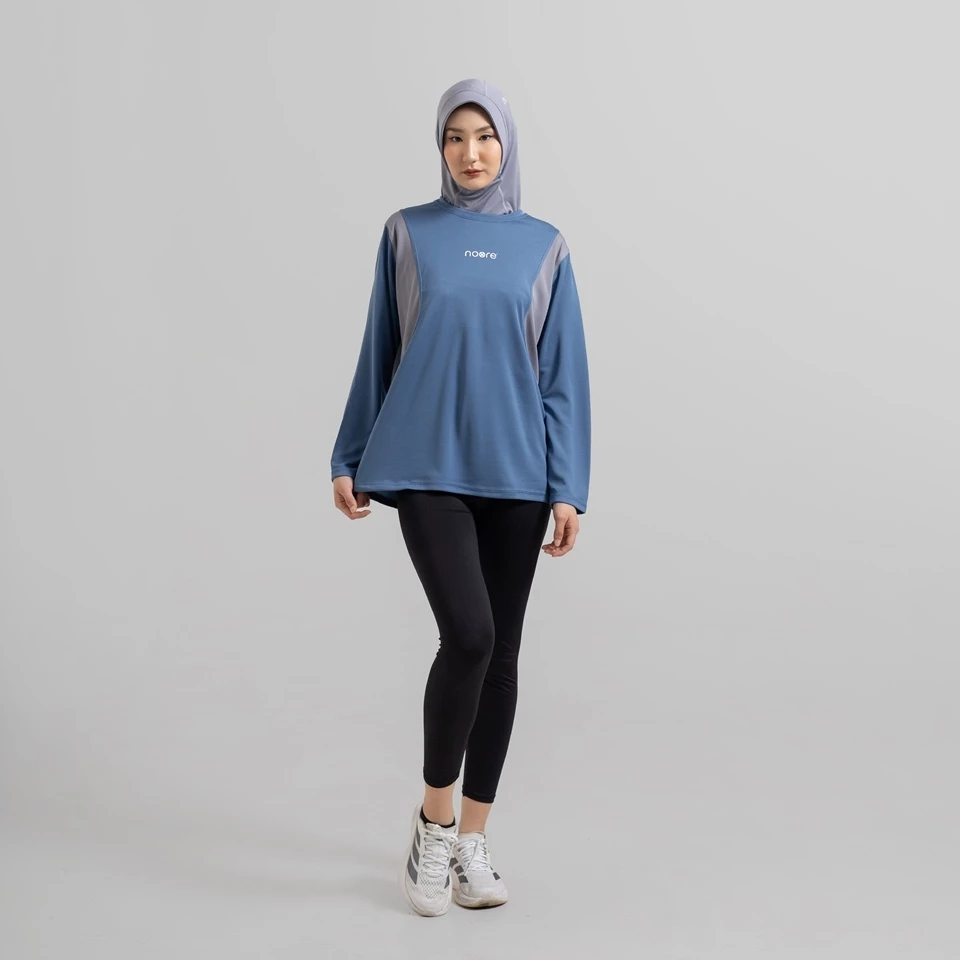 Pakaian Olahraga Aurora Top Pro Stone Blue dan Noore