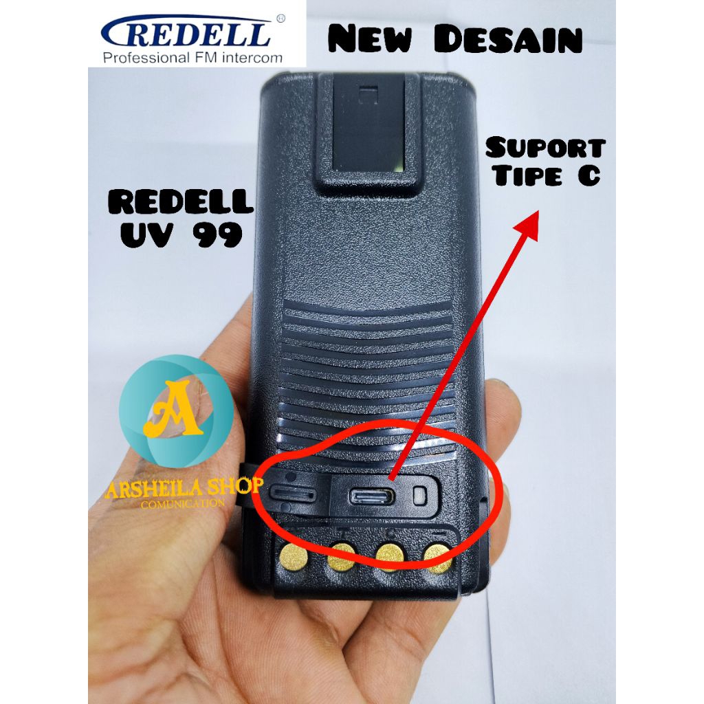 Jual Batre ht redel redell uv99 plus original suport tipe C | Shopee ...