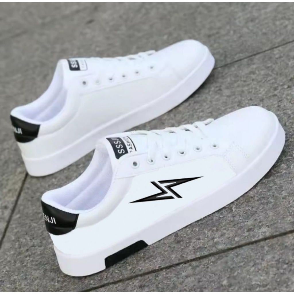 Jual sepatu sneaker pria dan wanita putih polos ter laris bisa cod