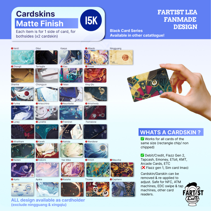 Jual (Matte Finish) Genshin Card Skins - Skin Kartu / Garskin Kartu ATM ...