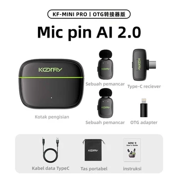 KOORFLY M01 Mic Wireless Clip On Plug Play Lapel Mic Noise Cancelling Mode Multifungsi Jarak