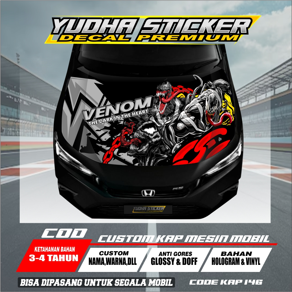 Jual STICKER KAP MESIN MOBIL FREE CUSTOM KAP 146 / BISA DIGUNAKAN UNTUK ...