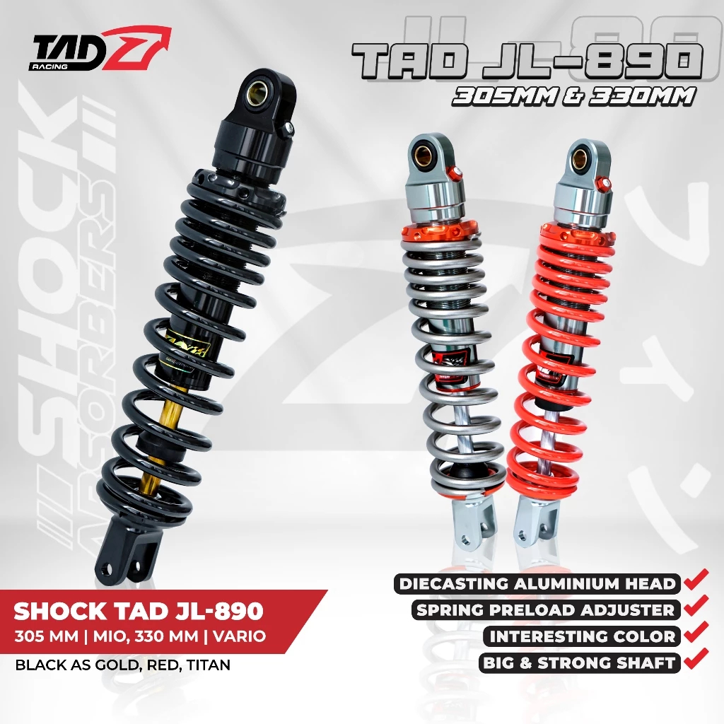 Jual SHOCK TAD VARIO BEAT SCOOPY 330 MM JL-890 TRACKTION TAD RACING ...
