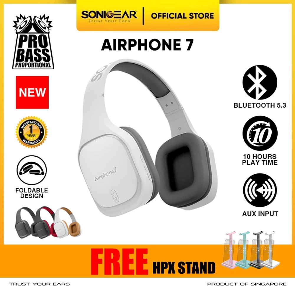 Headphone Bluetooth SonicGear Airphone 7 Headset With Build In Mic - Garansi Resmi 1 Tahun