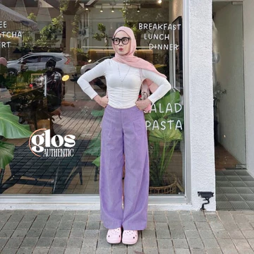 City Pants Celana Panjang Wanita Kantor Kuliah Motif Garis Kulot Pinstripe
