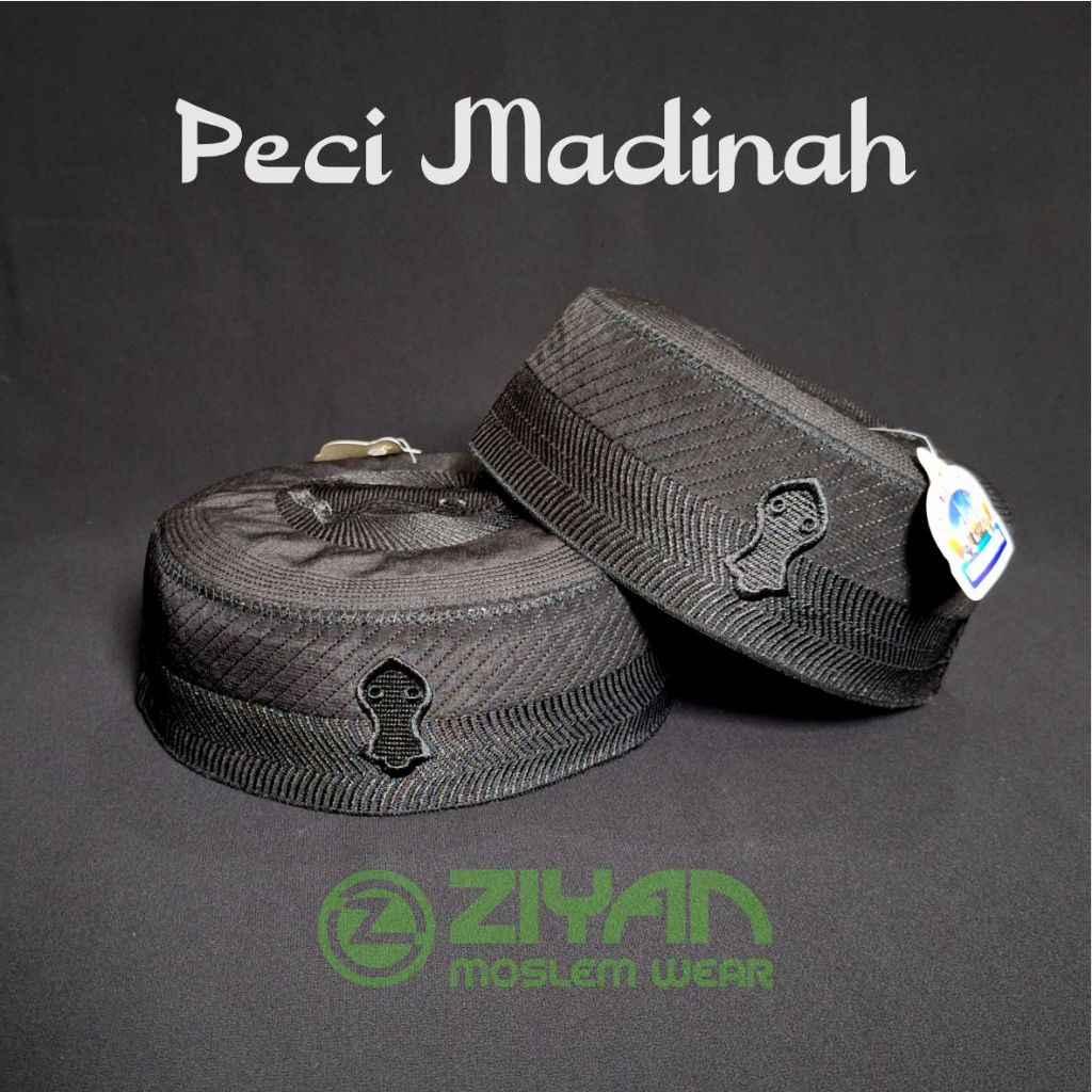 Peci Madinah Bugis Hitam Bordir Premium Dewasa Motif Terompah