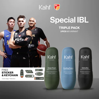 [PAKET BEBAS BAU : FRESH SAMPAI GARIS FINISH,  BEBAS KERINGAT, ANTI IRITASI, & WANGI SEPANJANG HARI] Triple Pack Kahf Deodorant Roll On Antiperspirant 45 ml - 3 pcs Deodoran Pria - Suitable for Daily Use